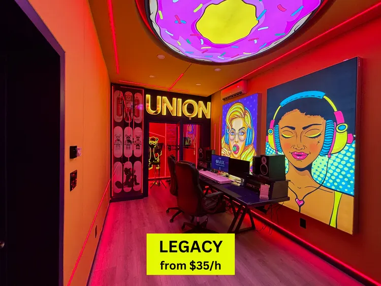 LEGACY recording room, largest room for rent at UNION in Los Angeles